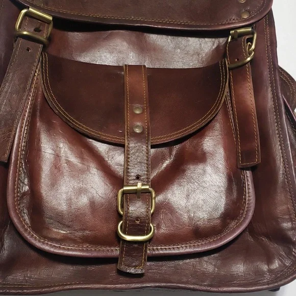 Piyush Joshi Handmade Leather Backpack/Talega/Messenger Bag . GORGEOUS